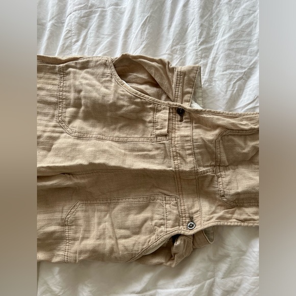 Free People Tan Linen Tie String Overalls [Sz. XS] - Picture 6 of 6